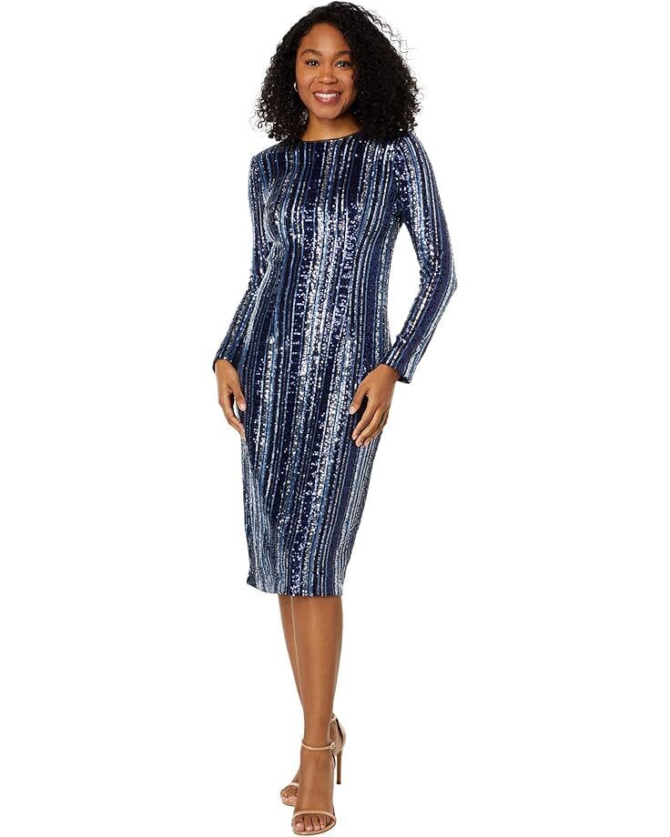 여성 런던 롱 슬리브 쥬얼 넥 미디 드레스 Women's Maggy London Long Sleeve Jewel Neck Midi Dress  98057072078