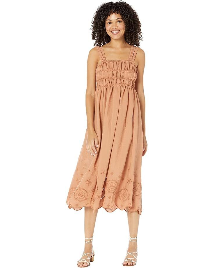 여성 문 미디 드레스 자수 디테일 Women's MOON RIVER Midi Dress with Embroidery Eyelet Detail  981706531238