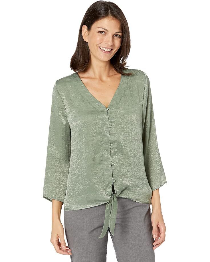 여성 슬리브 타이 Women's Bobeau Lucille 3/4 Sleeve Tie Front  9590520529