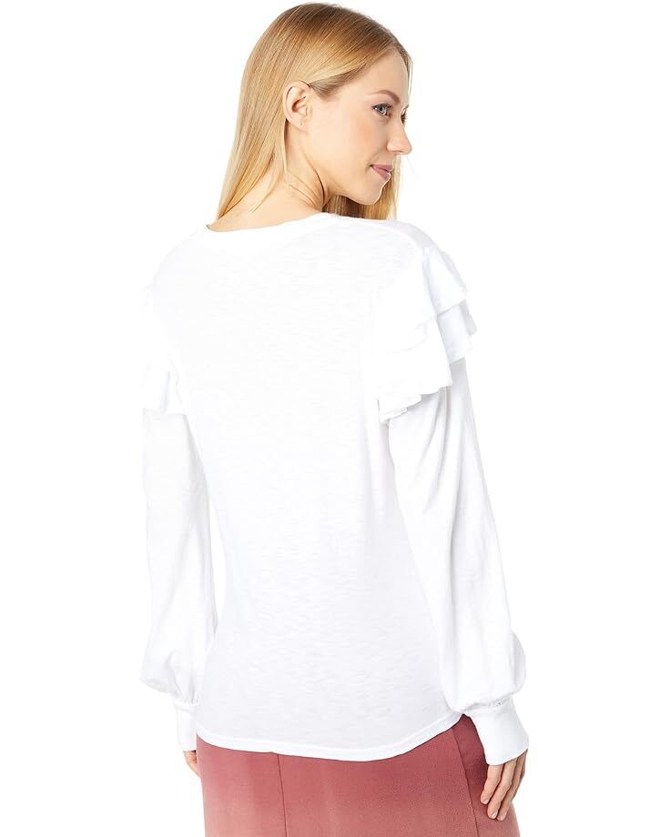 여성 숄더 롱 슬리브 티셔츠 코튼 Women's SUNDRY Ruffle Shoulder Long Sleeve Tee in Pima Cotton  962121814