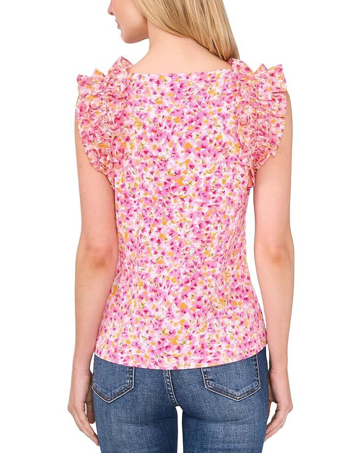여성 플로랄 탱크 Women's CeCe Floral Ruffle Rib Tank  9967295109057