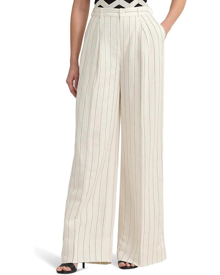 여성 로렌 랄프 스트라이프 팬츠 Women's Lauren Ralph Lauren Striped Linen-Blend Wide-Leg Pants  9577101822280