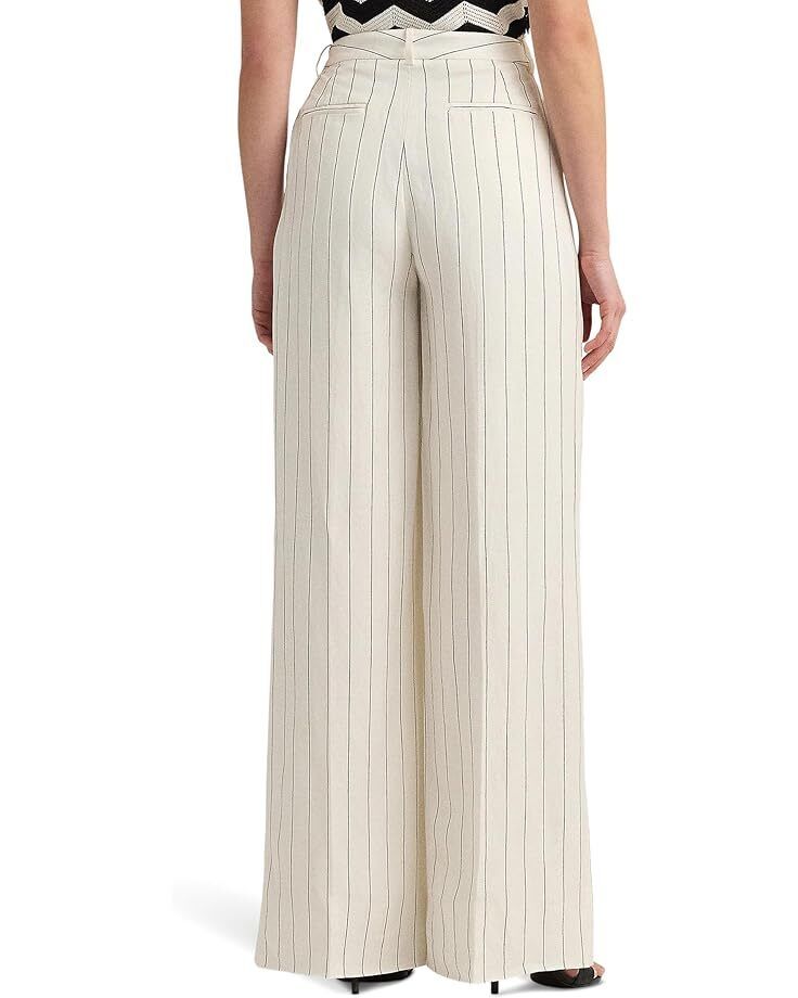여성 로렌 랄프 스트라이프 팬츠 Women's Lauren Ralph Lauren Striped Linen-Blend Wide-Leg Pants  9577101822280