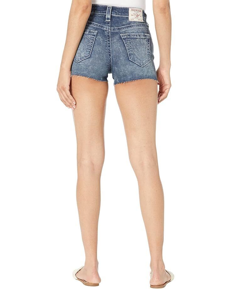 여성 하이웨스트 버튼 로우 바지 Women's True Religion Maisie High-Rise Exposed Button Raw Hem Shorts  98120031022989
