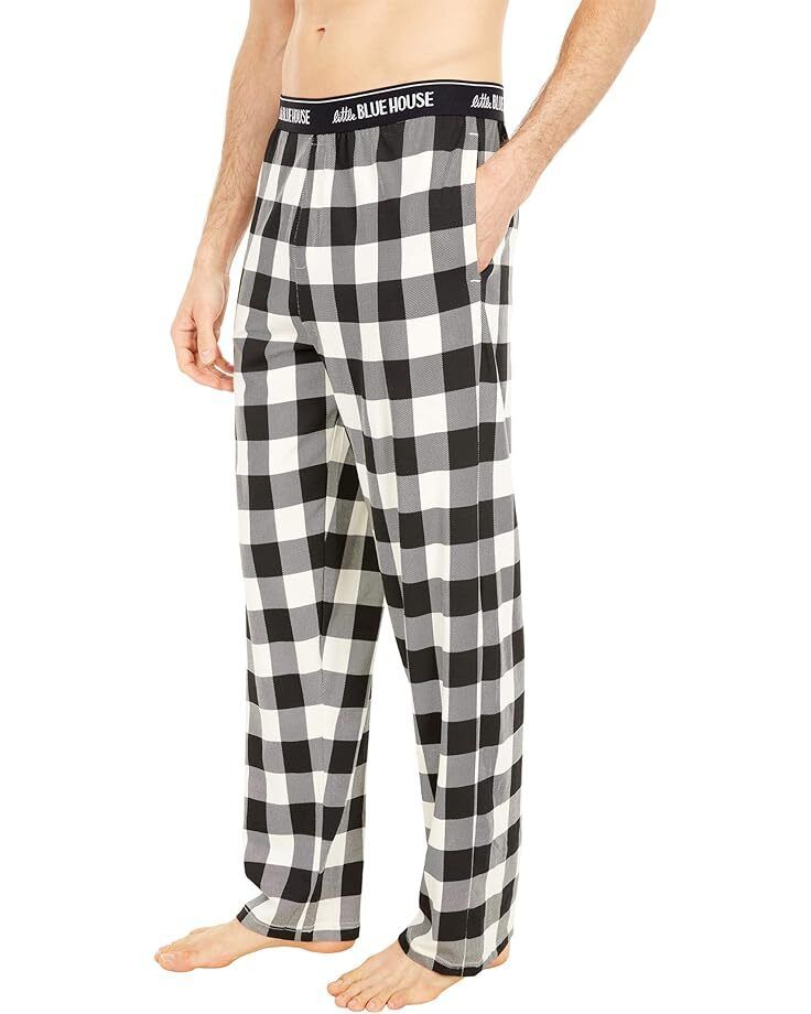 남성 블루 바이 크림 저지 파자마 팬츠 Men's Little Blue House by Hatley Cream Plaid Jersey Pajama Pants  94699503