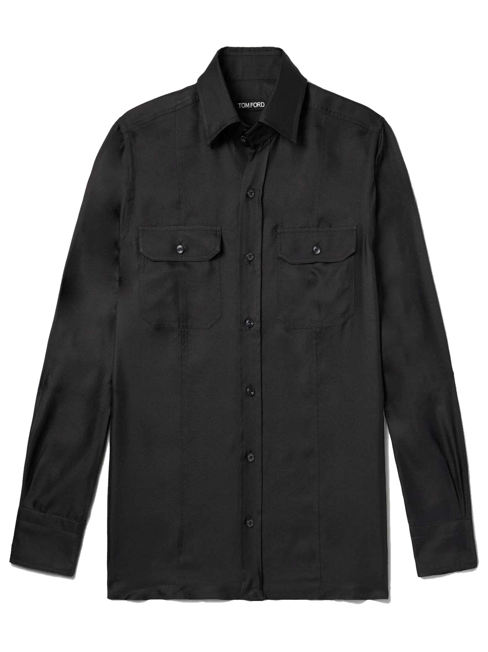 슬림핏 셔츠 블랙 TOM FORD Slim-Fit Silk-Twill Shirt Black HMBC02SPS78LB999