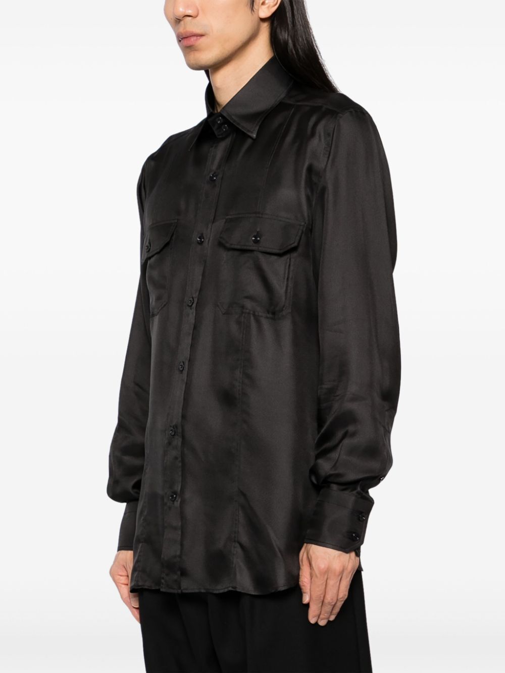 슬림핏 셔츠 블랙 TOM FORD Slim-Fit Silk-Twill Shirt Black HMBC02SPS78LB999