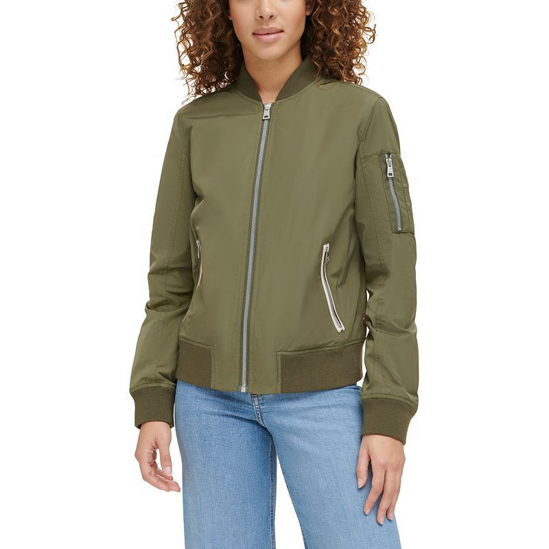 여성 경량 봄버 자켓 Women's Lightweight Zip-Detail Bomber Jacket 4490618 Army Green
