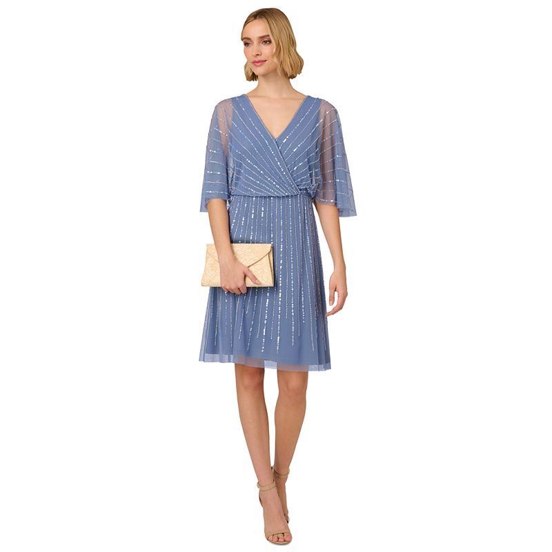 여성 에이라인 드레스 Women's Beaded Flutter-Sleeve A-Line Dress 17860716 French Blue
