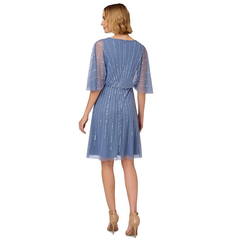 여성 에이라인 드레스 Women's Beaded Flutter-Sleeve A-Line Dress 17860716 French Blue