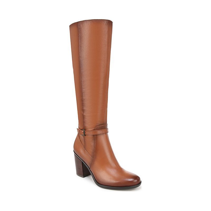 여성 엑스트라 와이드 하이 블록 힐 부츠 Women's Kalina Extra Wide Calf Knee High Block Heel Boots 19375208 Cider Leather