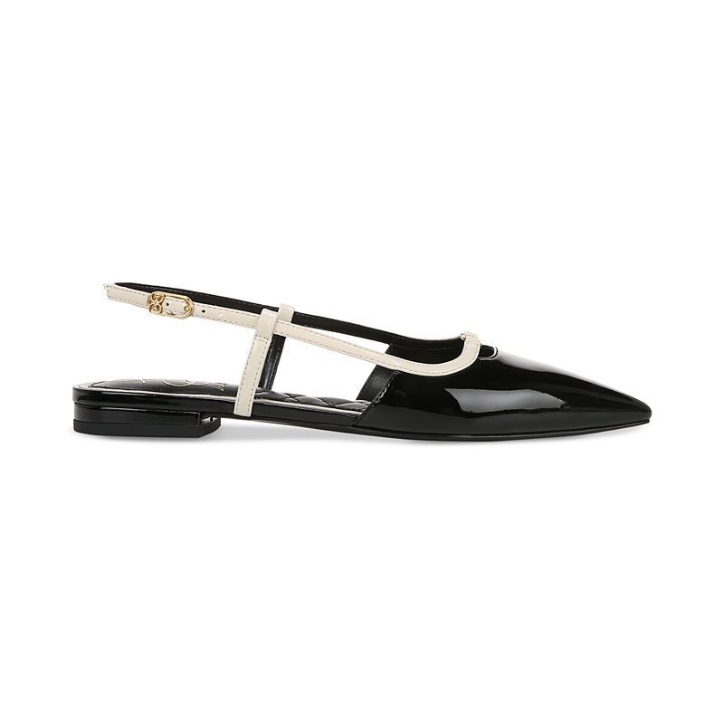 여성 슬링백 플랫슈즈 Women's Cohen Pointed-Toe Slingback Flats 19958377 Black, Apline Ivory Patent