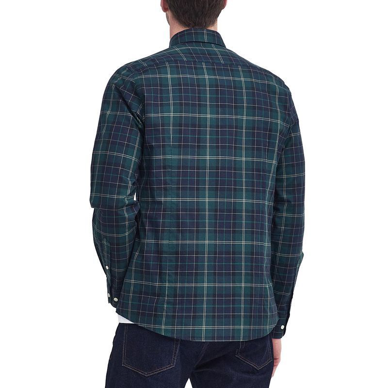 남성 타탄 체크 트윌 셔츠 Men's Wetheram Tailored-Fit Tartan Button-Down Twill Shirt 19288627 Green Loch
