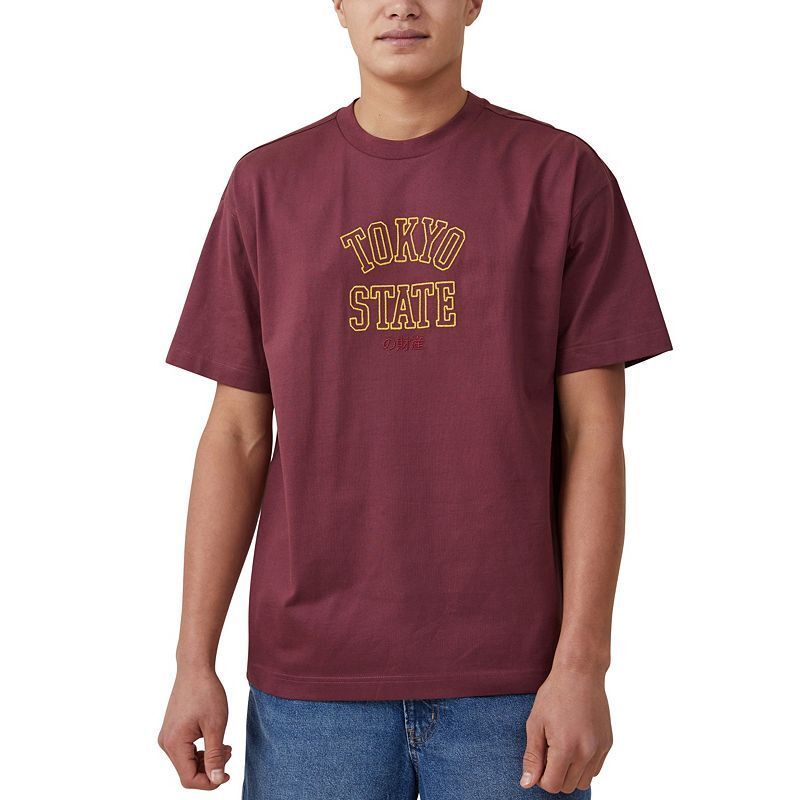 남성 박스 핏 컬리지 티셔츠 Men's Box Fit College T-Shirt 18581741 Burgundy / Tokyo State