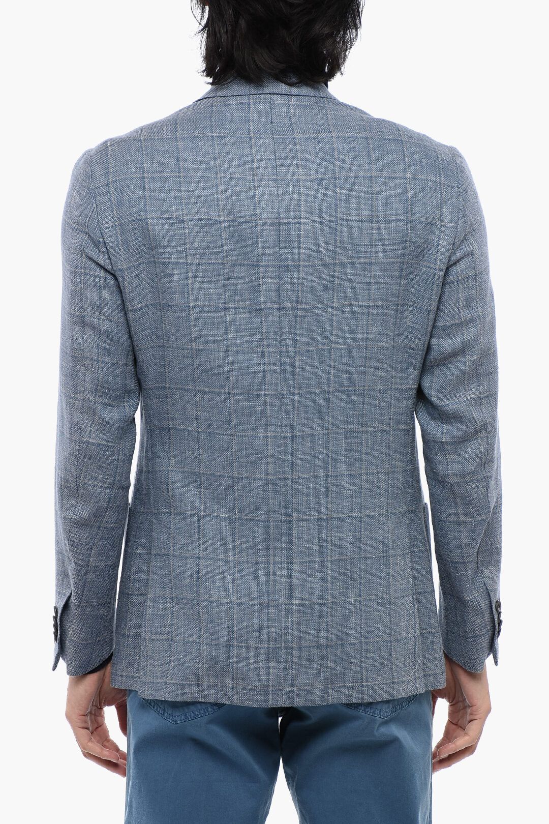 패턴 아카데미 소프트 린넨 블렌드 블레이저 Windowpane Patterned ACADEMY SOFT Linen Blend Blazer 620035