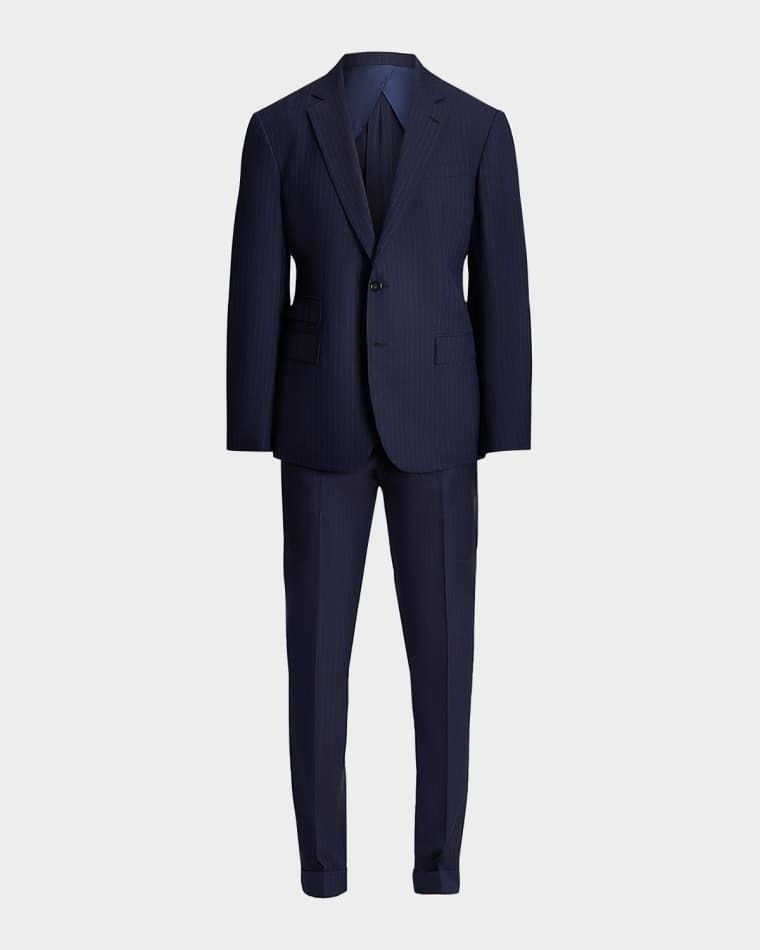 남성 수트 Men's Kent Hand-Tailored Pinstripe Suit prod270520177BLUE/GRAY