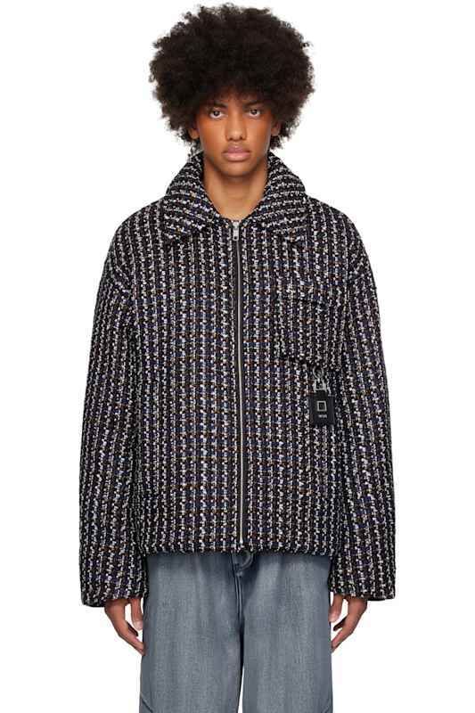 브라운 네이비 트위드 다운 패딩 자켓 Brown & Navy Tweed Down Jacket 16390261