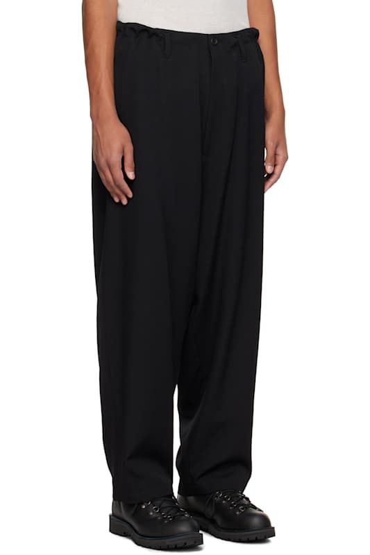 블랙 울 개버딘 사이드 바지 Black Wool Gabardine Side Tuck Trousers 16353341
