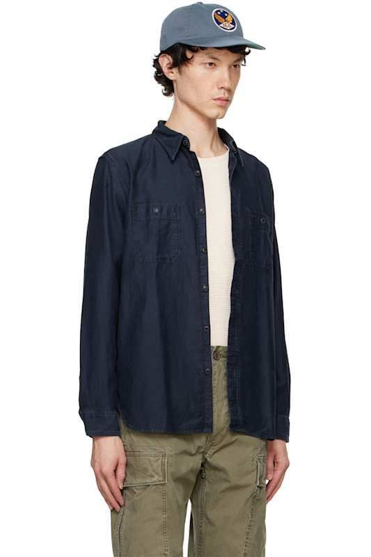 셔츠 Indigo Cotton-Linen Sateen Shirt 15505841
