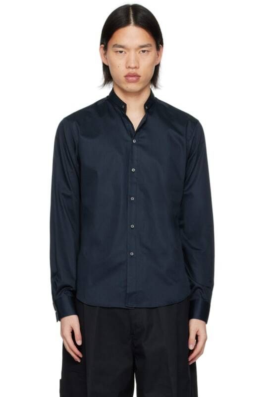 네이비 넥 카라 셔츠 Navy Band Collar Shirt 15165111