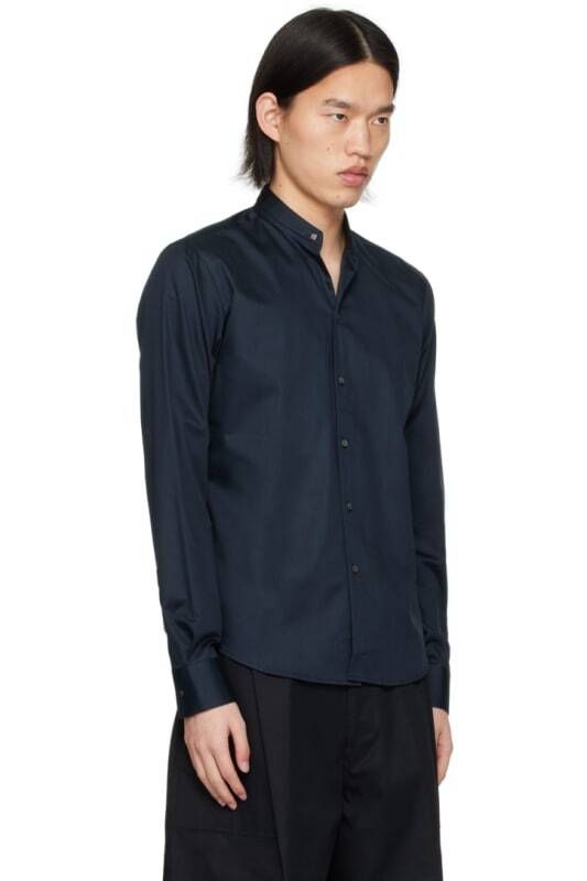 네이비 넥 카라 셔츠 Navy Band Collar Shirt 15165111