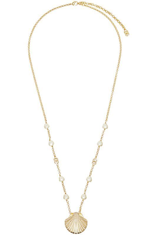 골드 로고 목걸이 Gold Rhinestone Shell & DG Logo Necklace 15974531