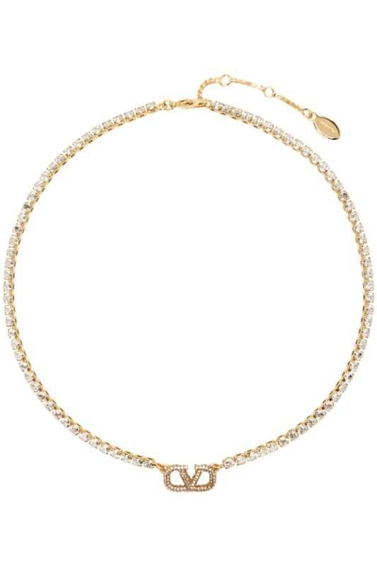 골드 브이로고 시그니처 크리스탈 목걸이 Gold VLogo Signature Crystal Necklace 16044361