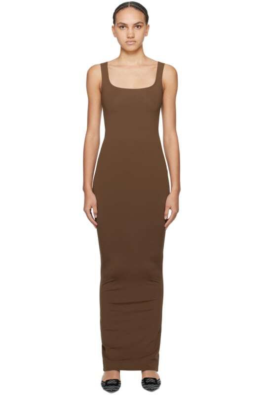 브라운 스퀘어 넥 맥시 드레스 Brown Square Neck Maxi Dress 15352041
