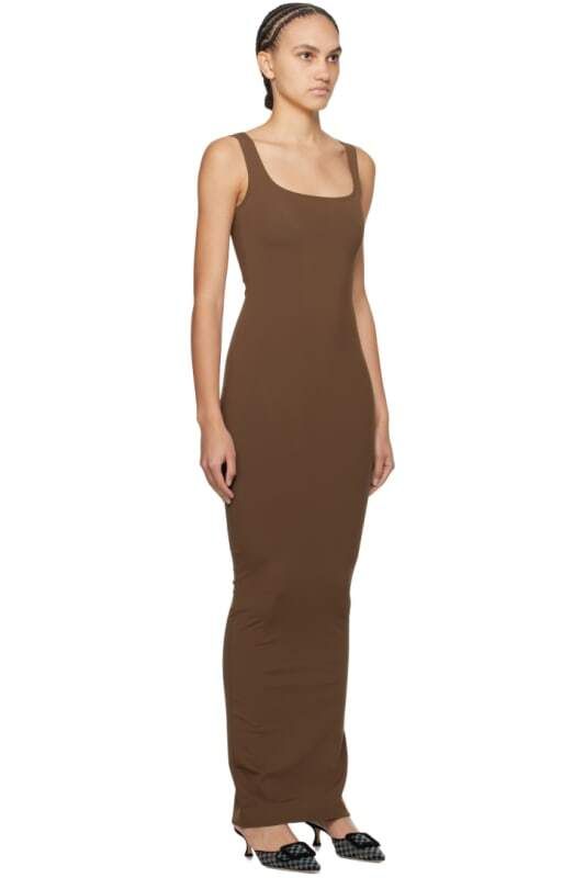 브라운 스퀘어 넥 맥시 드레스 Brown Square Neck Maxi Dress 15352041