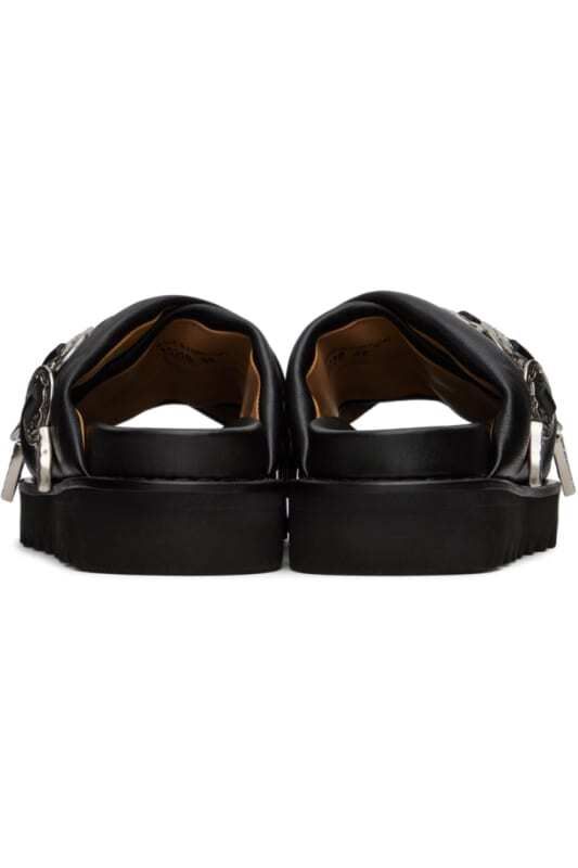 블랙 스트랩 플랫 샌들 Black Cross Strap Flat Sandals 12748631