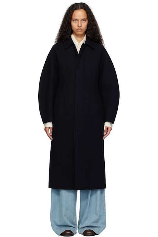 네이비 울 넥 카라 코트 Navy Sponge Wool Melton Soutien Collar Coat 16258691