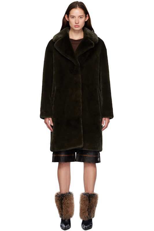 브라운 코트 Brown Camille Faux-Fur Cocoon Coat 16103531
