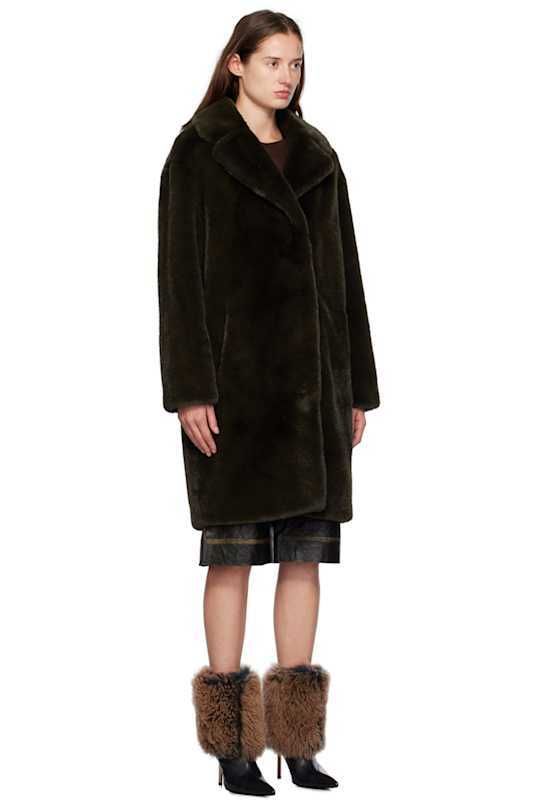 브라운 코트 Brown Camille Faux-Fur Cocoon Coat 16103531