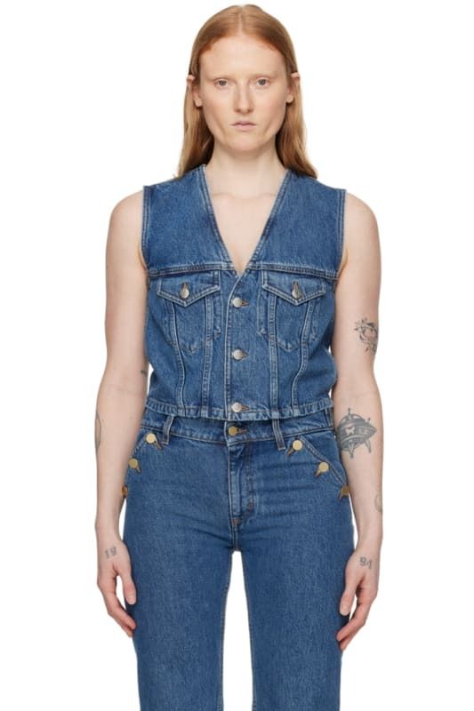 블루 핏 데님 베스트 Blue Fitted Denim Vest 14994841