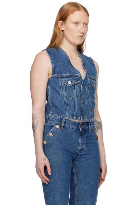 블루 핏 데님 베스트 Blue Fitted Denim Vest 14994841