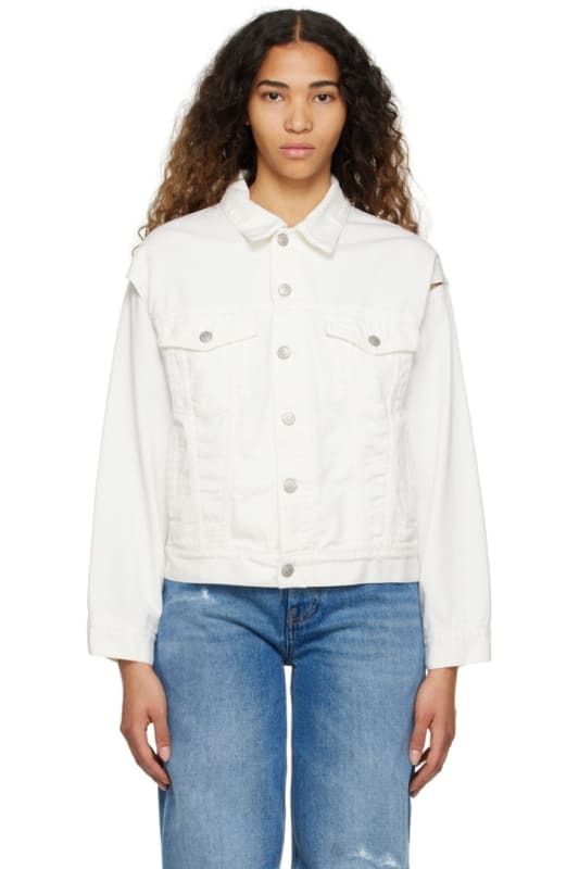 화이트 데님 자켓 White Cutout Denim Jacket 11636871