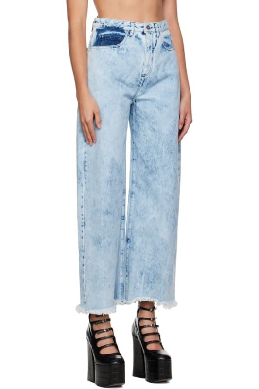 블루 보이프랜드 데님 Blue Wide-Leg Boyfriend Jeans 14138551