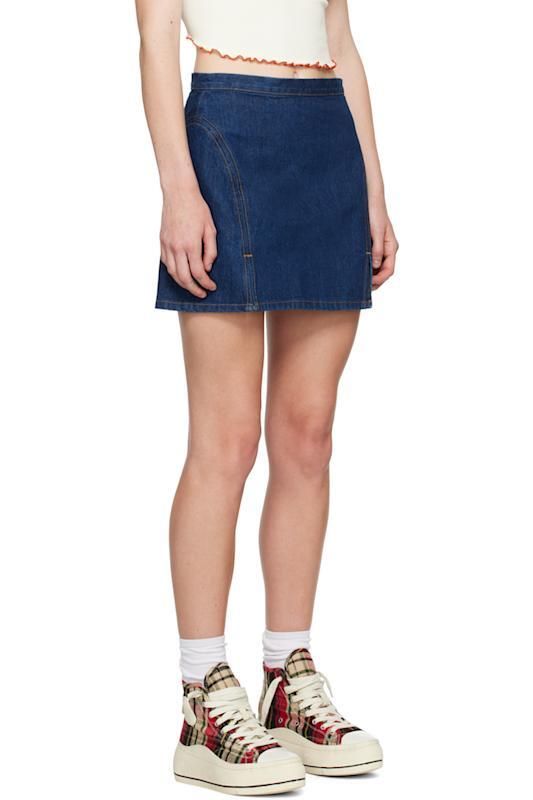 데님 Indigo Split Front Denim Miniskirt 15975901
