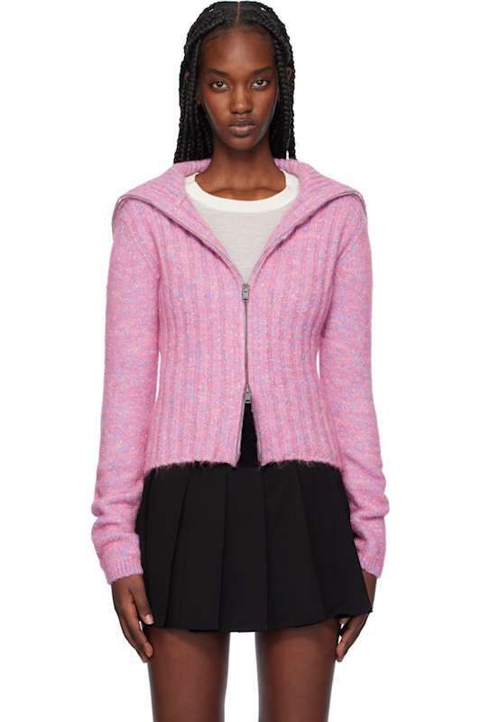 핑크 집업 가디건 Pink Highneck Zip Cardigan 16230251