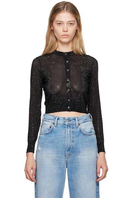 블랙 가디건 Black Beaded Hotfix Cardigan 15936121