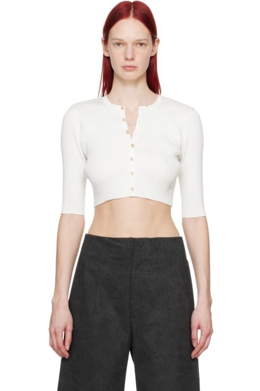 화이트 숏 가디건 White Short Cardigan 15234601