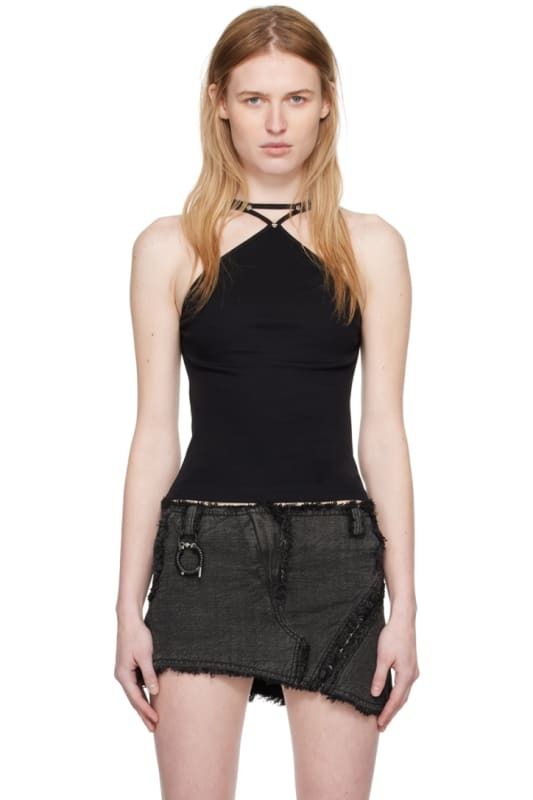 블랙 탱크 탑 Black Pierced Tank Top 15593431