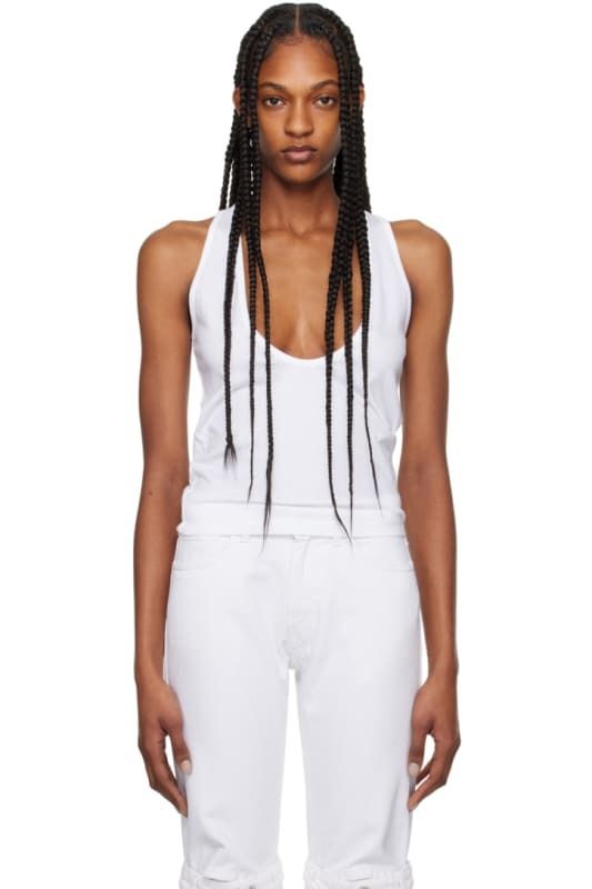 화이트 컷 탱크 탑 White Deep Cut Tank Top 15617791