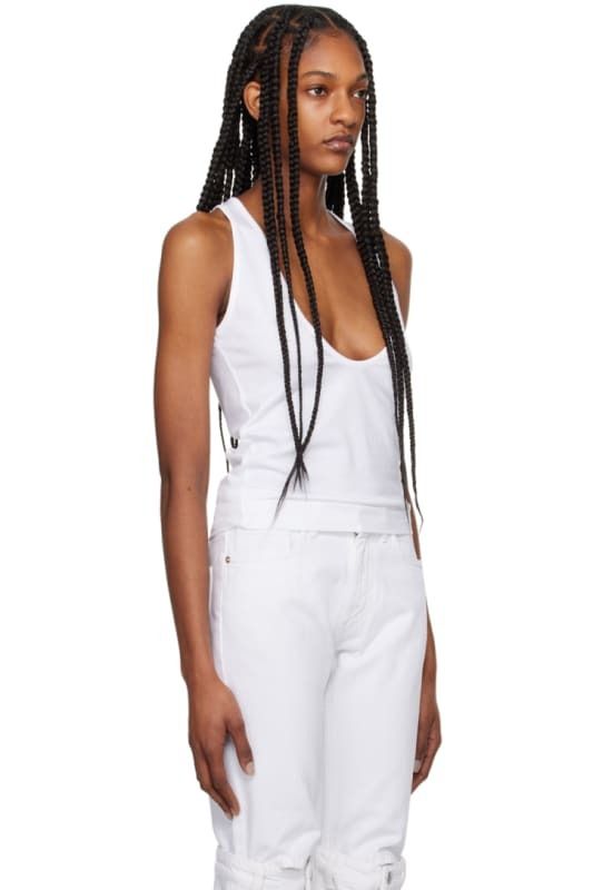 화이트 컷 탱크 탑 White Deep Cut Tank Top 15617791