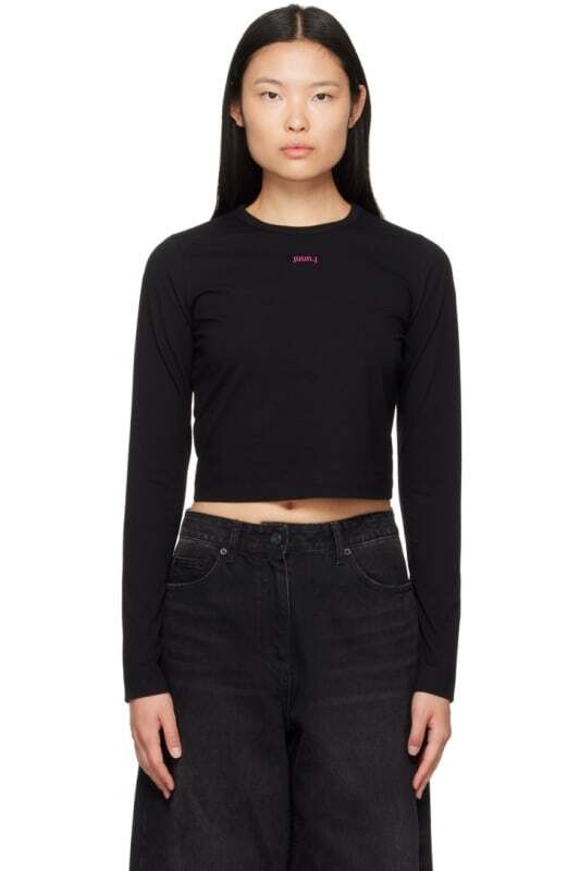 블랙 롱 슬리브 티셔츠 Black Long Sleeve T-Shirt 13744531