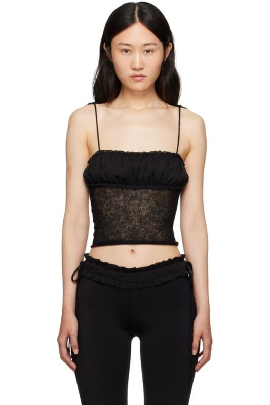 블랙 탱크 탑 Black Ruched Tank Top 13611291