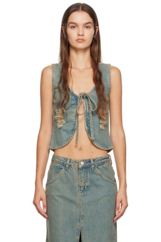 블루 데님 탱크 탑 Blue Chani Denim Tank Top 13714481