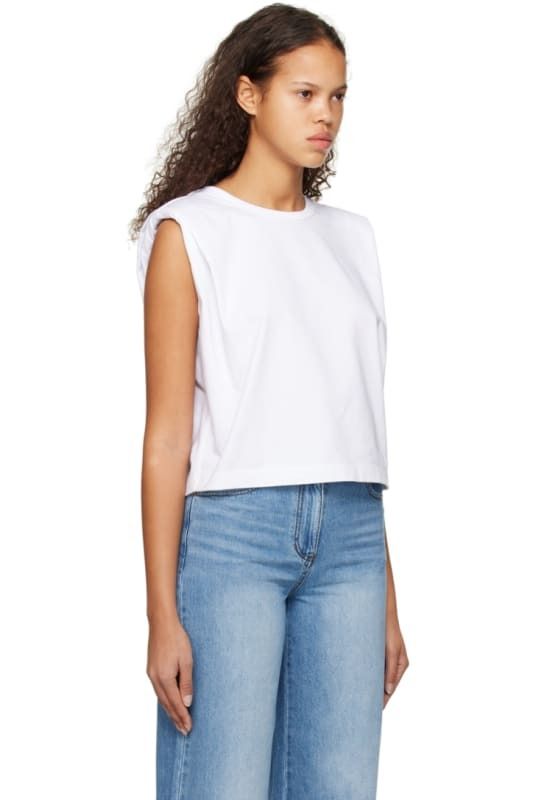 화이트 패디드 티셔츠 White Padded Shoulders T-Shirt 12952541