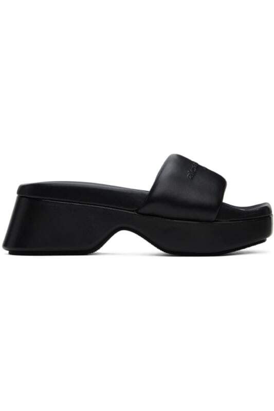 블랙 플랫폼 가죽 슬리퍼 Black Platform Sheep Leather Float Slides 14717521