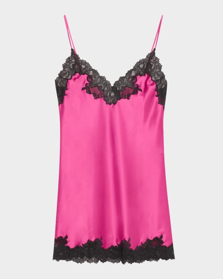 레이스 새틴 슈미즈 Peony Glamour Lace-Trim Satin Chemise prod277280333WILD FUCHSIA